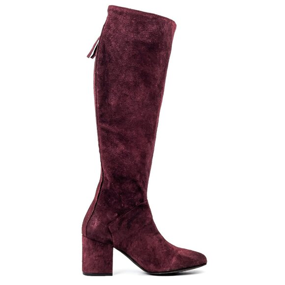 Free People Women Star Burgundy Distress Suede Retro 60s Zip Boots sz 8US EUR 38 - Picture 4 of 7